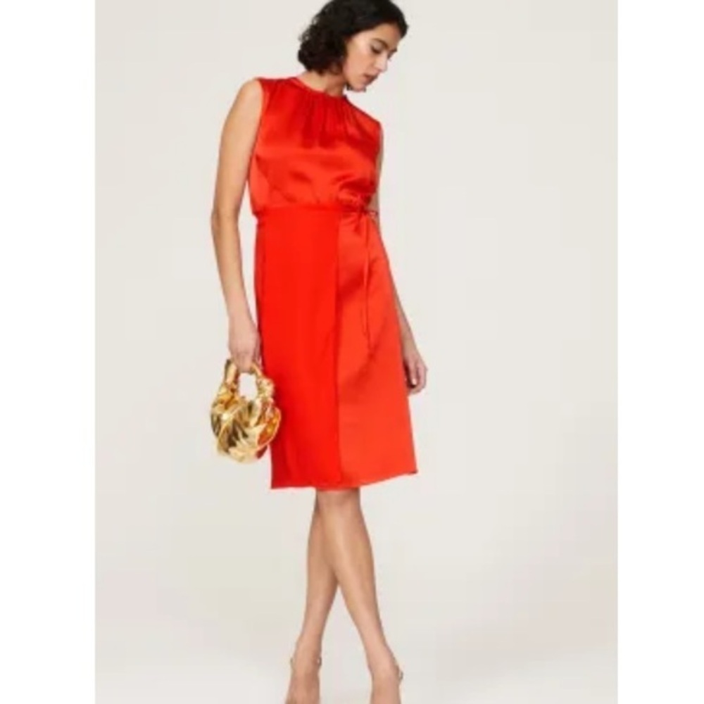 Atlein Collective Red Tie Waist Shift Dress